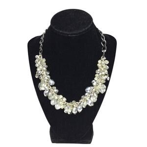 Statement Piece Clustered Clear Multifaceted Plastic Beads Chain Link Necklace